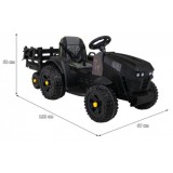 JOKO Elektrický Traktor s vlečkou, diaľkové ovládanie, penové kolesá, kožené sedadlo, Lopatka, čierny