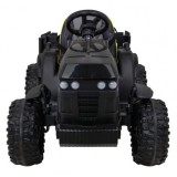 JOKO Elektrický Traktor s vlečkou, diaľkové ovládanie, penové kolesá, kožené sedadlo, Lopatka, čierny