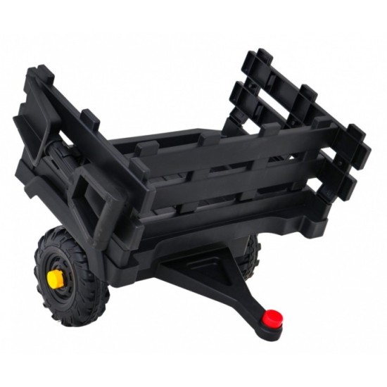 JOKO Elektrický Traktor s vlečkou, diaľkové ovládanie, penové kolesá, kožené sedadlo, Lopatka, čierny