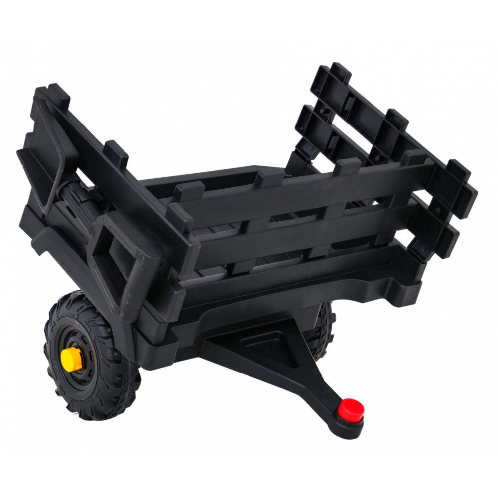JOKO Elektrický Traktor s vlečkou, diaľkové ovládanie, penové kolesá, kožené sedadlo, Lopatka, čierny