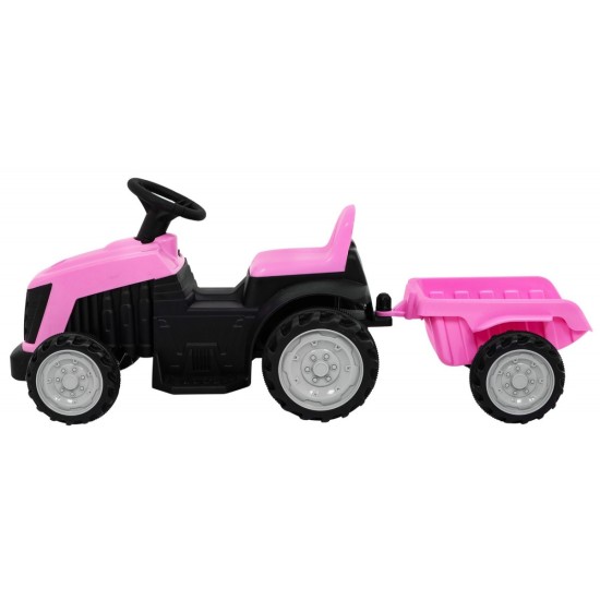 JOKO Elektrický traktor s vlečkou, nosnosť 25kg, ružový