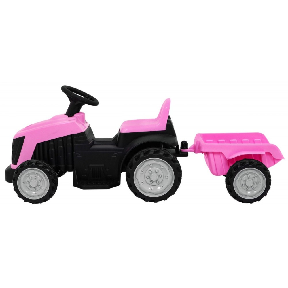 JOKO Elektrický traktor s vlečkou, nosnosť 25kg, ružový