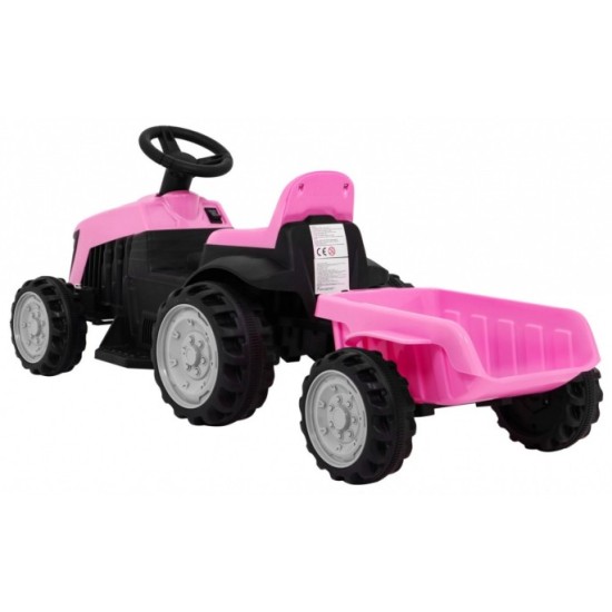 JOKO Elektrický traktor s vlečkou, nosnosť 25kg, ružový