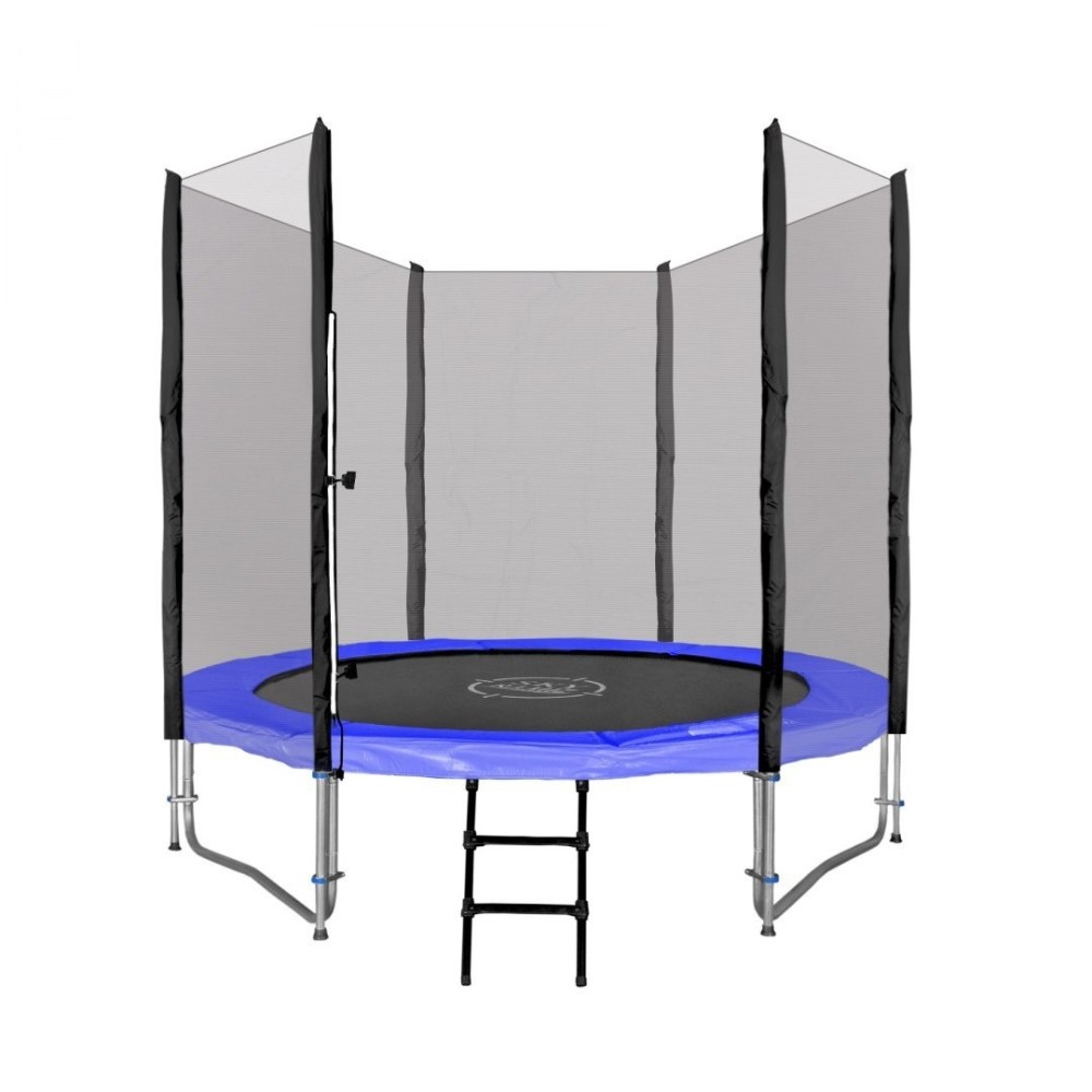 JOKO Záhradná Trampolína 244cm 8FT s kovovou konštrukciou + ochranná sieť + rebrík 2v1, modrá
