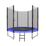 JOKO Záhradná Trampolína 244cm 8FT s kovovou konštrukciou + ochranná sieť + rebrík 2v1, modrá