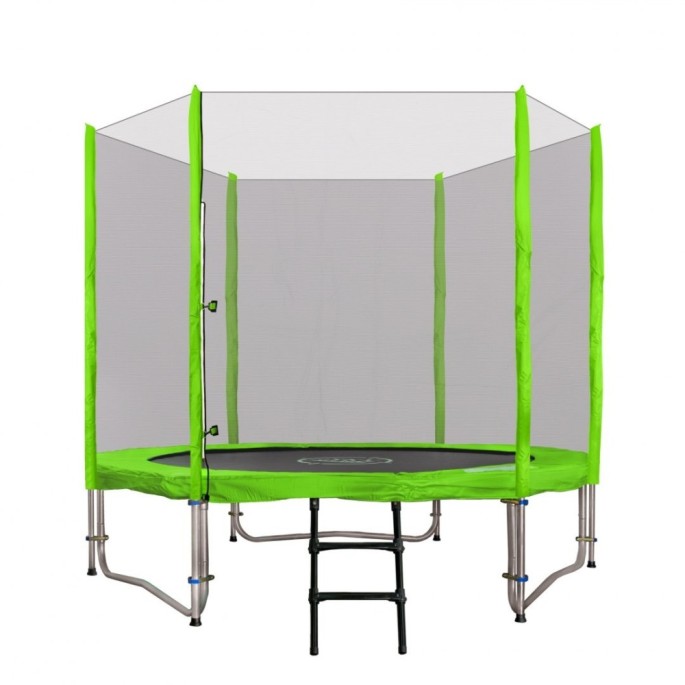 JOKO Záhradná Trampolína 244cm 8FT s kovovou konštrukciou + ochranná sieť + rebrík 2v1, zelená