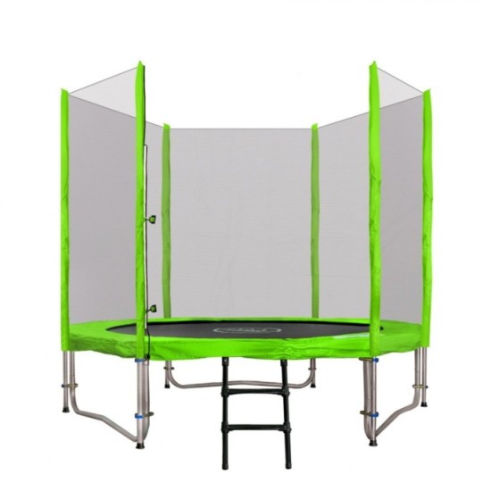 JOKO Záhradná Trampolína 244cm 8FT s kovovou konštrukciou + ochranná sieť + rebrík 2v1, zelená