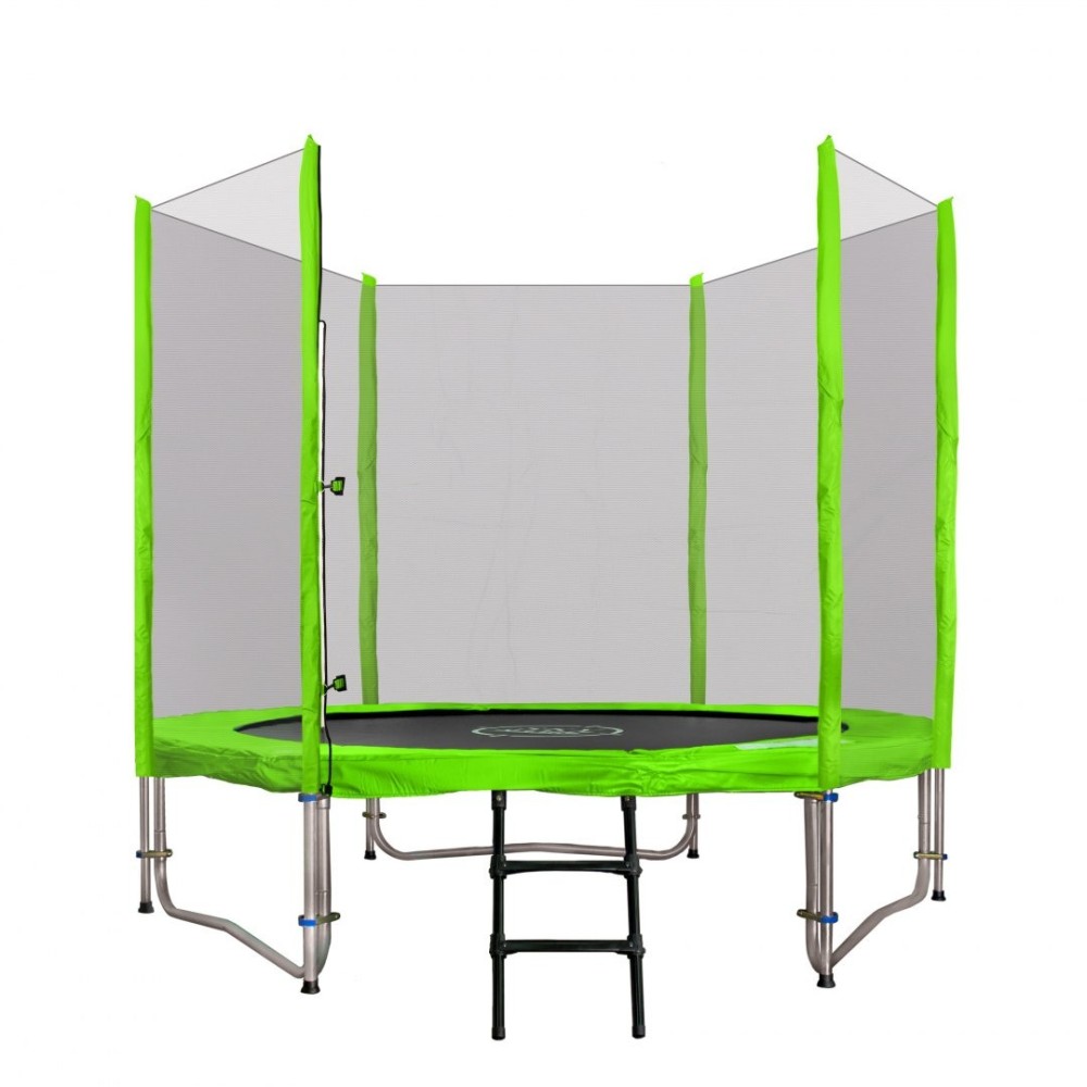 JOKO Záhradná Trampolína 244cm 8FT s kovovou konštrukciou + ochranná sieť + rebrík 2v1, zelená