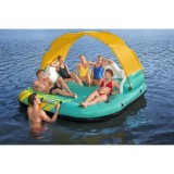 Bestway 43407 Nafukovací matrac pre 5 osôb, nafukovací plávajúci ostrov 291cm x 265cm + slnečná clona, strecha 