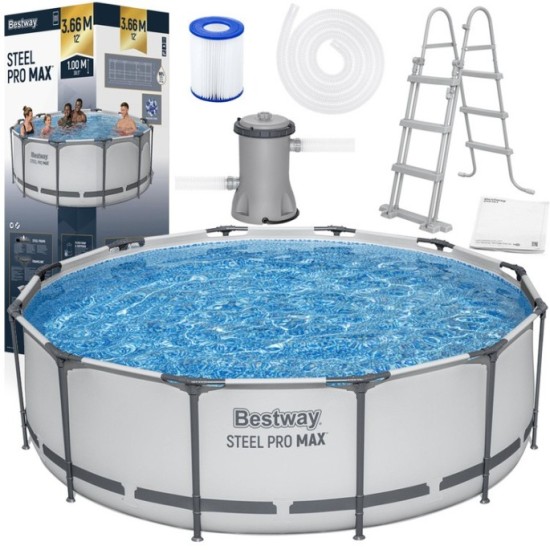 Bestway 56418 bazén SteelPRO MAX s kovovou konštrukciou 366 cm x 100 cm + čerpadlo + rebrík