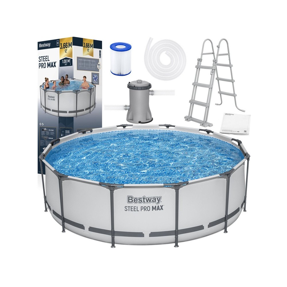 Bestway 56418 bazén SteelPRO MAX s kovovou konštrukciou 366 cm x 100 cm + čerpadlo + rebrík