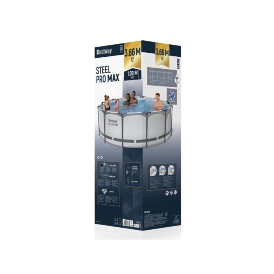 Bestway 56418 bazén SteelPRO MAX s kovovou konštrukciou 366 cm x 100 cm + čerpadlo + rebrík