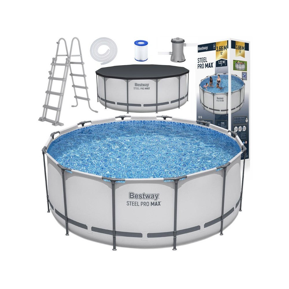 Bestway 56420 Bazén s Kovovou Konštrukciou 366x122cm s filtračným čerpadlom + rebrík, plachta na bazén 11v1