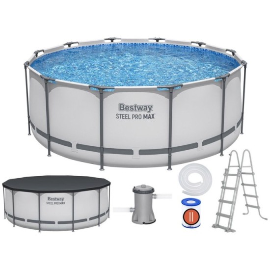 Bestway 56420 Bazén s Kovovou Konštrukciou 366x122cm s filtračným čerpadlom + rebrík, plachta na bazén 11v1