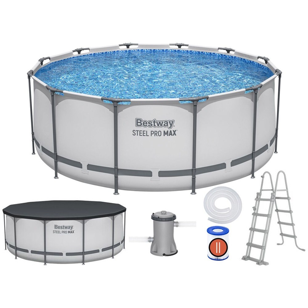 Bestway 56420 Bazén s Kovovou Konštrukciou 366x122cm s filtračným čerpadlom + rebrík, plachta na bazén 11v1
