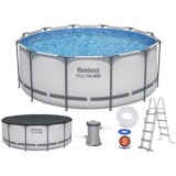 Bestway 56420 Bazén s Kovovou Konštrukciou 366x122cm s filtračným čerpadlom + rebrík, plachta na bazén 11v1