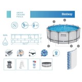 Bestway 56420 Bazén s Kovovou Konštrukciou 366x122cm s filtračným čerpadlom + rebrík, plachta na bazén 11v1