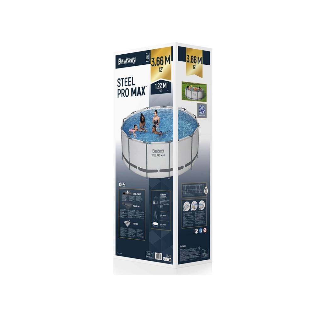 Bestway 56420 Bazén s Kovovou Konštrukciou 366x122cm s filtračným čerpadlom + rebrík, plachta na bazén 11v1