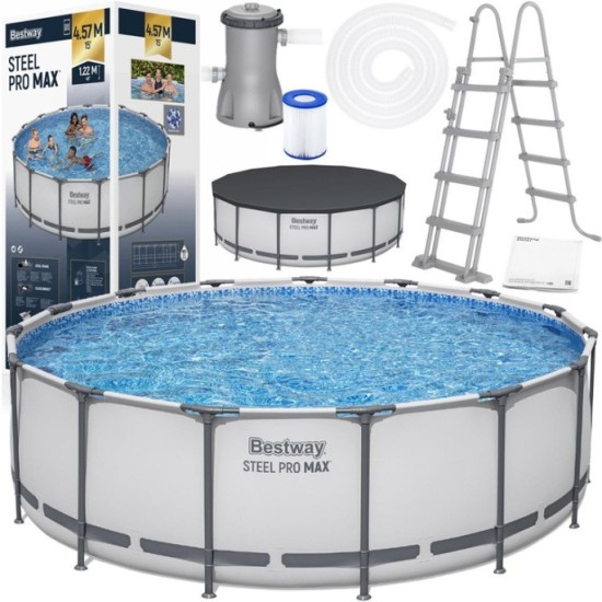 Bestway 56438 BAZÉN s Kovovou konštrukciou 6v1 457cm x 122cm + rebrík + filtračné čerpadlo + plachta