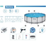 Bestway 56438 BAZÉN s Kovovou konštrukciou 6v1 457cm x 122cm + rebrík + filtračné čerpadlo + plachta