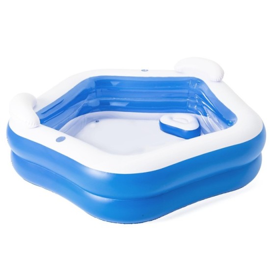 Bestway 54153 Nafukovací Detský bazén s opierkami a sedačkami 213cm x 207cm x 69 cm