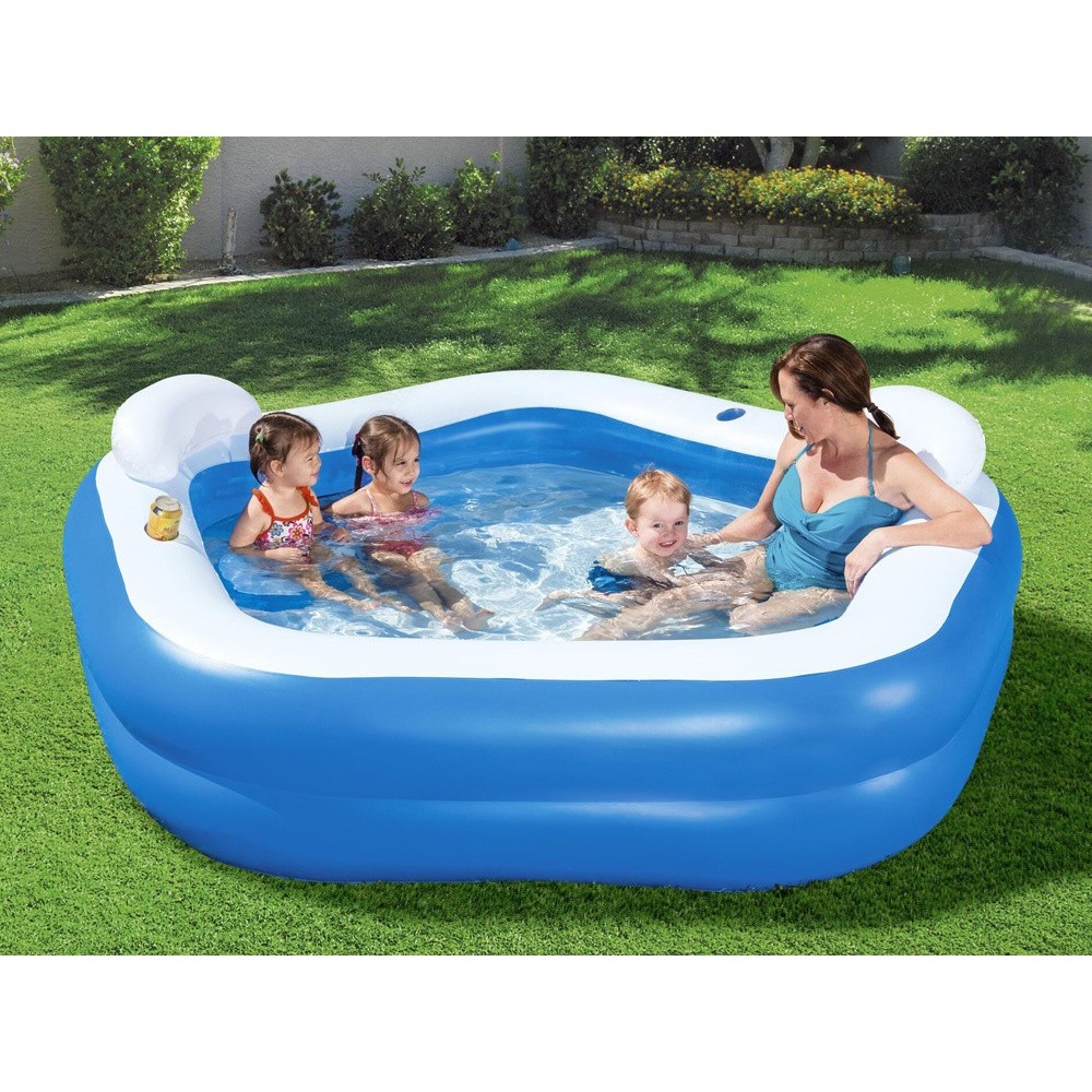 Bestway 54153 Nafukovací Detský bazén s opierkami a sedačkami 213cm x 207cm x 69 cm