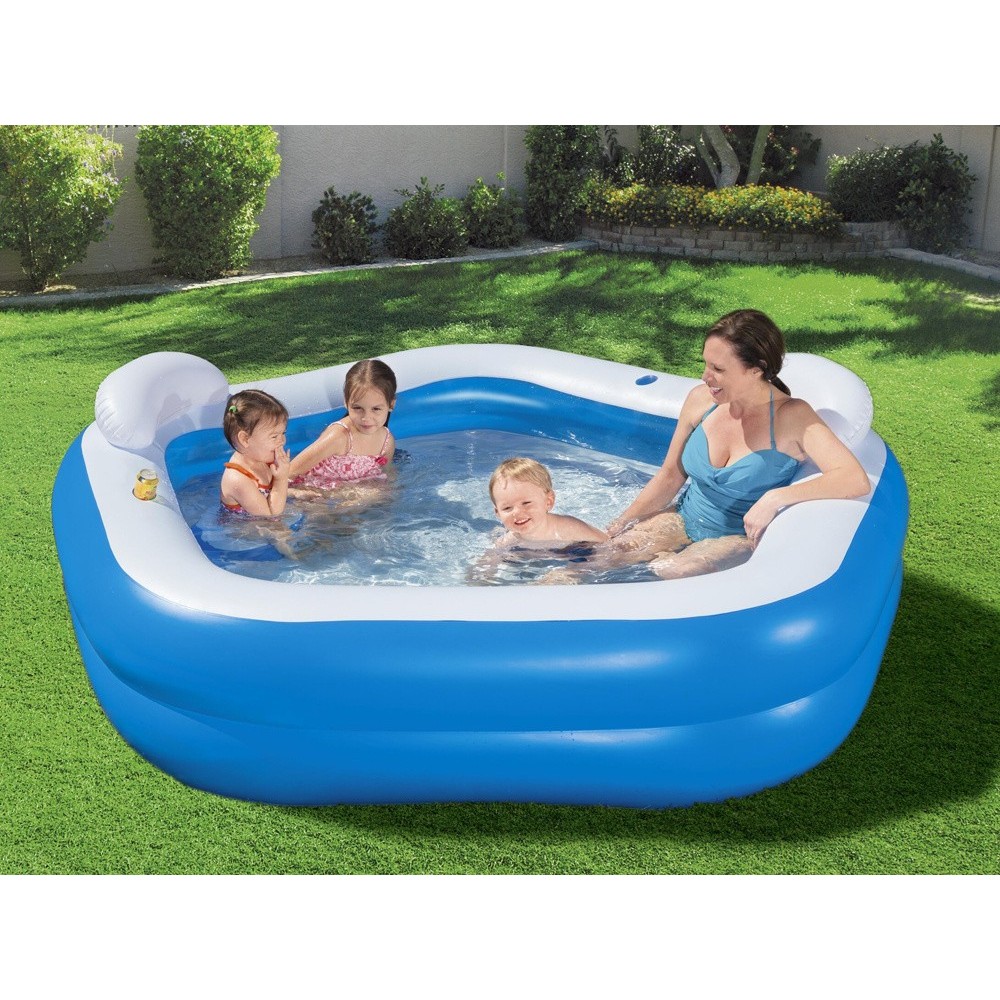 Bestway 54153 Nafukovací Detský bazén s opierkami a sedačkami 213cm x 207cm x 69 cm