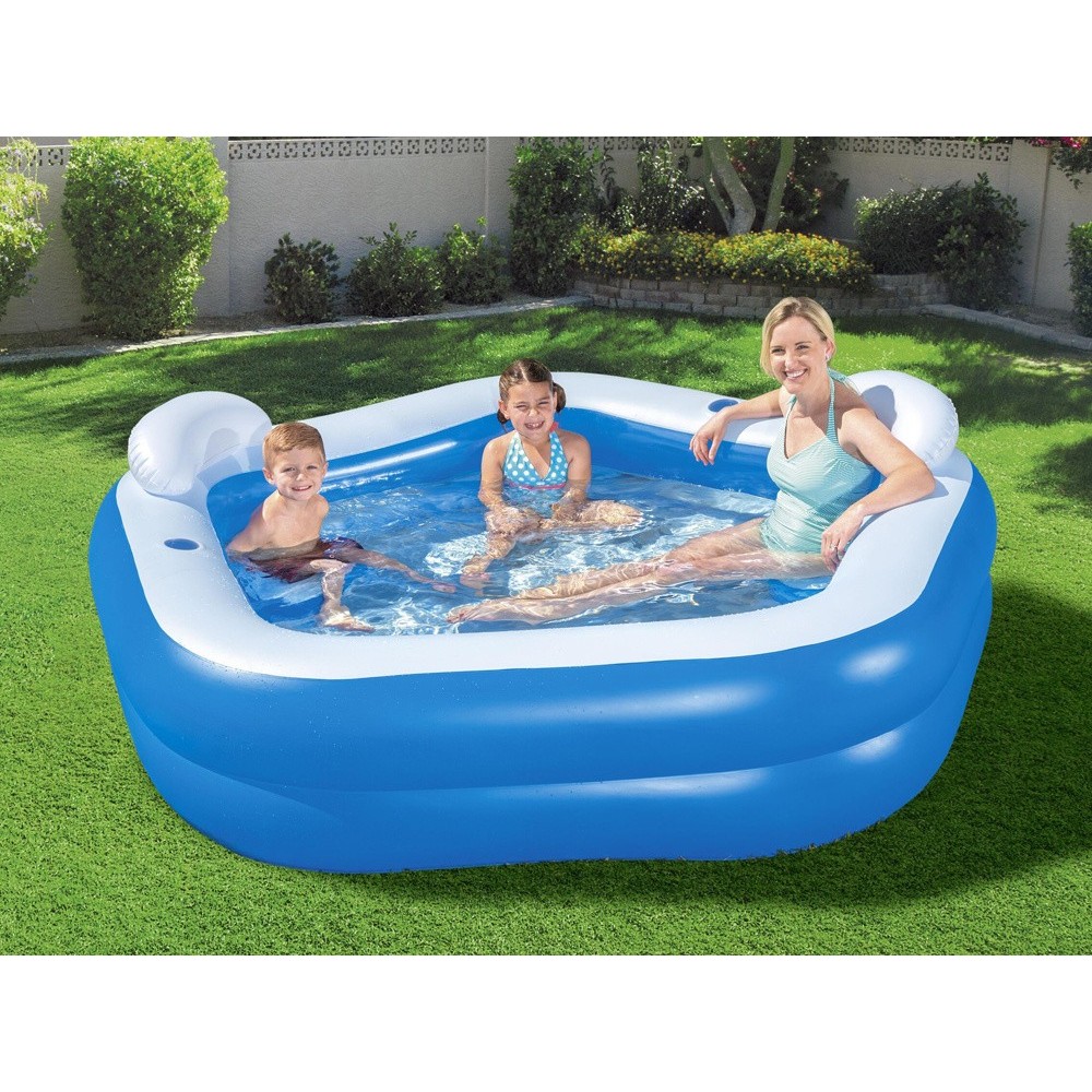 Bestway 54153 Nafukovací Detský bazén s opierkami a sedačkami 213cm x 207cm x 69 cm