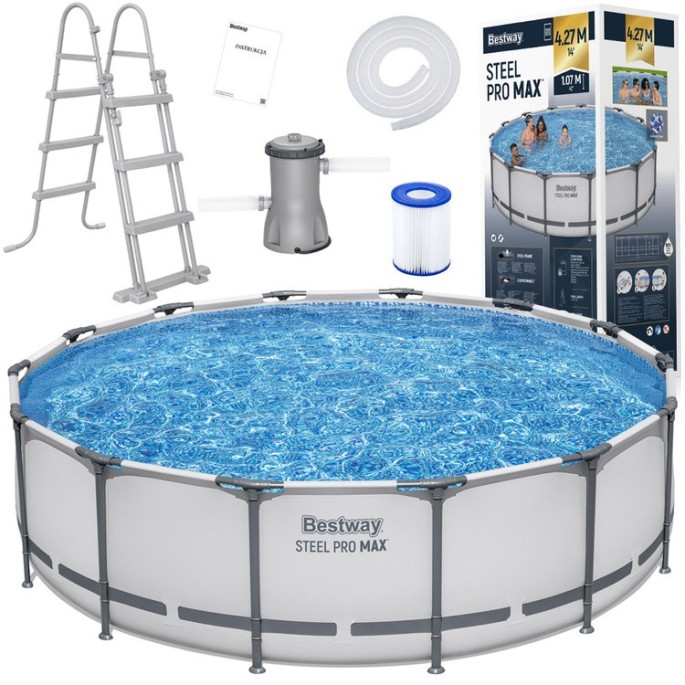 Bestway 56950 Bazén s kovovou konštrukciou STEEL-PRO MAX 427cm x 107cm + filtračné čerpadlo + rebrík + plachta