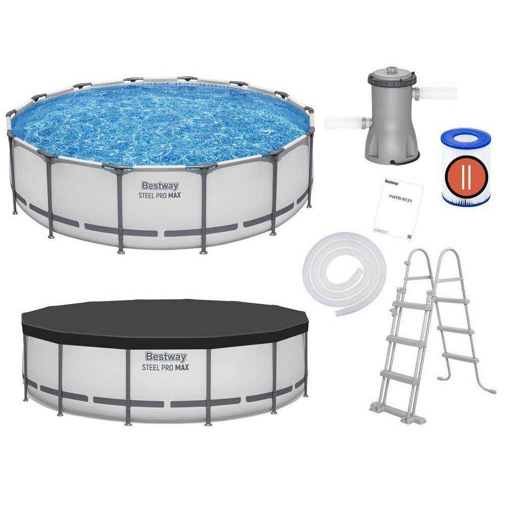 Bestway 56950 Bazén s kovovou konštrukciou STEEL-PRO MAX 427cm x 107cm + filtračné čerpadlo + rebrík + plachta