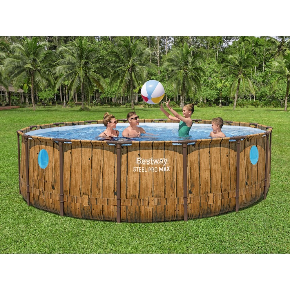 BESTWAY 56725 Bazén s kovovou konštrukciou Power Steel Swim Vista 7v1 488 cm x 122 cm + Filtračné čerpadlo + Rebrík + Plachta, i