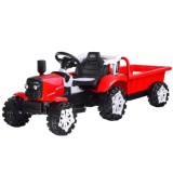 JOKO Elektrický traktor s vyklápacou vlečkou, MP3, USB, diaľkové ovládanie, červený