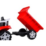 JOKO Elektrický traktor s vyklápacou vlečkou, MP3, USB, diaľkové ovládanie, červený