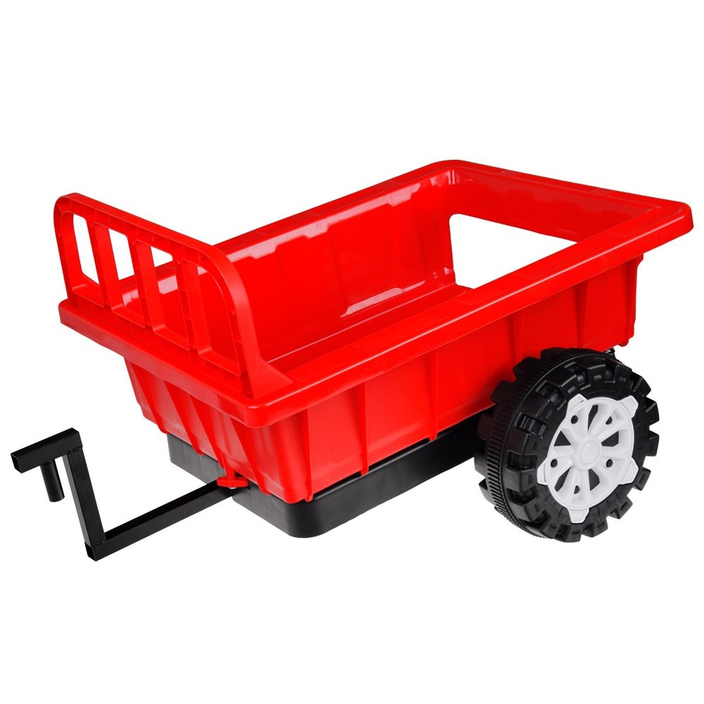 JOKO Elektrický traktor s vyklápacou vlečkou, MP3, USB, diaľkové ovládanie, červený