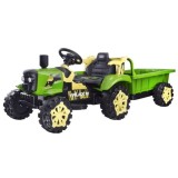 JOKO Elektrický traktor s vyklápacou vlečkou, MP3, USB, diaľkové ovládanie, zelený