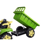 JOKO Elektrický traktor s vyklápacou vlečkou, MP3, USB, diaľkové ovládanie, zelený