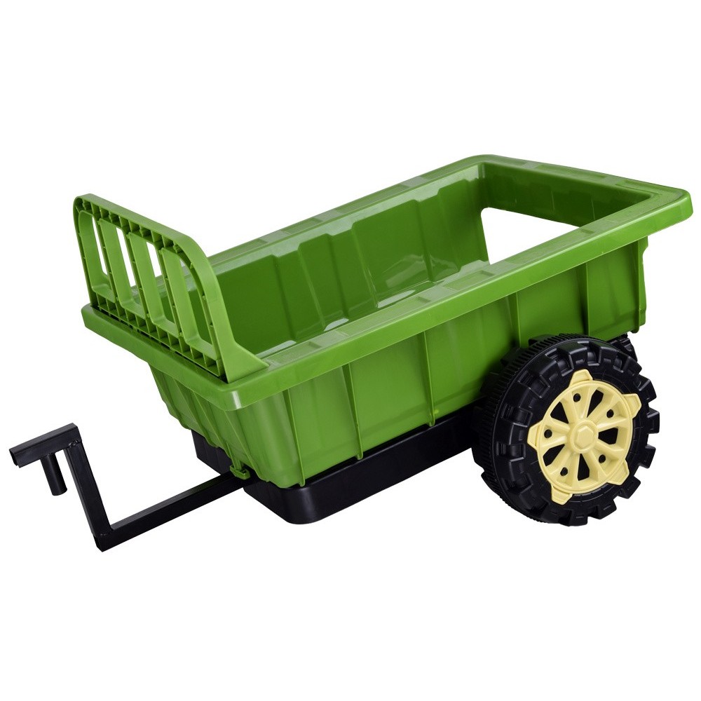 JOKO Elektrický traktor s vyklápacou vlečkou, MP3, USB, diaľkové ovládanie, zelený