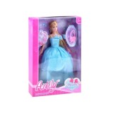 Anlily Bábika Princezná, plesové šaty, náušnice, modrá