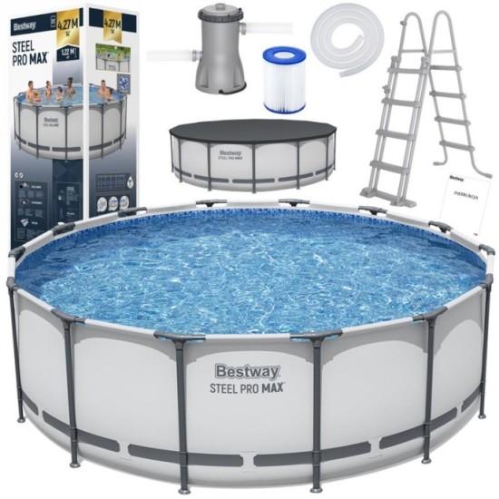 Bestway 5612X Bazén Steel Pro MAX s kovovou konštrukciou 427 cm x 122 cm + krycia plachta + čerpadlo + rebrík