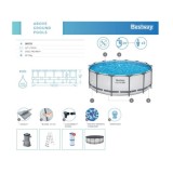 Bestway 5612X Bazén Steel Pro MAX s kovovou konštrukciou 427 cm x 122 cm + krycia plachta + čerpadlo + rebrík