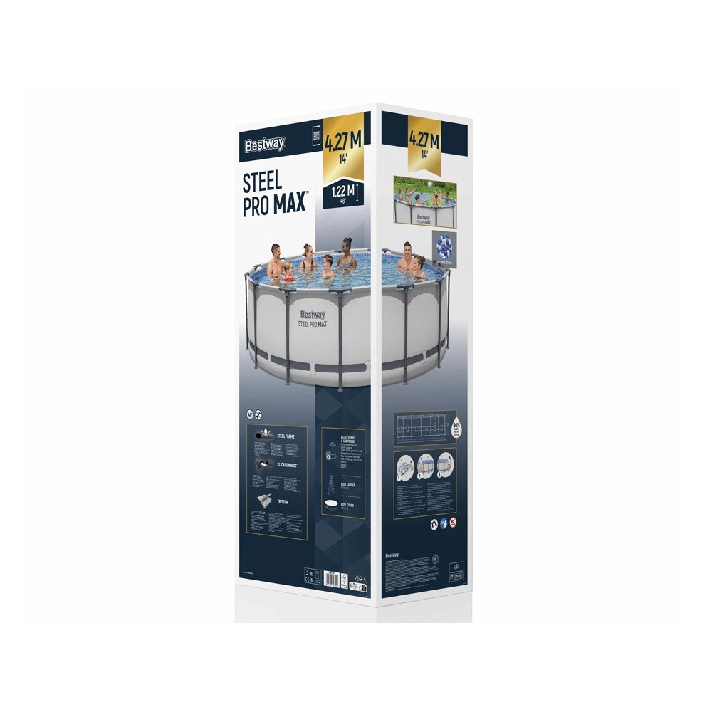 Bestway 5612X Bazén Steel Pro MAX s kovovou konštrukciou 427 cm x 122 cm + krycia plachta + čerpadlo + rebrík
