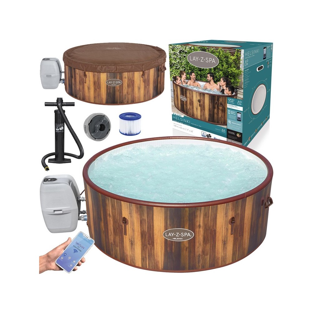 Bestway 60025 Vírivka Lay-Z-Spa Helsinki Air Jet Jacuzzi pre 7 osôb, dizajn dreva
