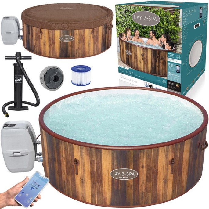 Bestway 60025 Vírivka Lay-Z-Spa Helsinki Air Jet Jacuzzi pre 7 osôb, dizajn dreva