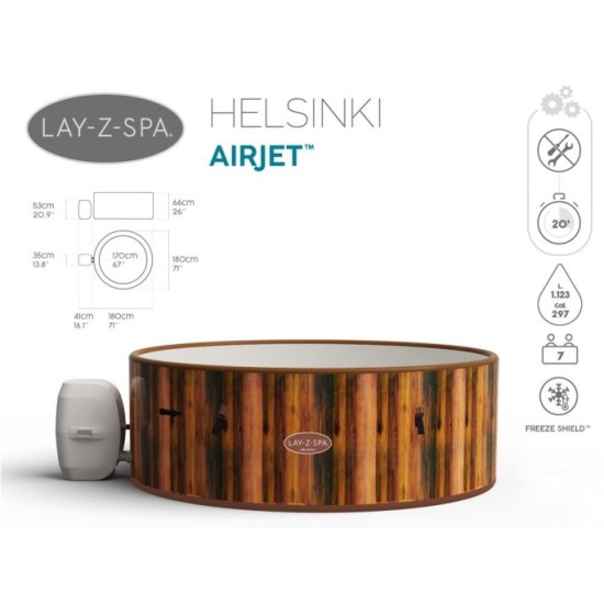 Bestway 60025 Vírivka Lay-Z-Spa Helsinki Air Jet Jacuzzi pre 7 osôb, dizajn dreva