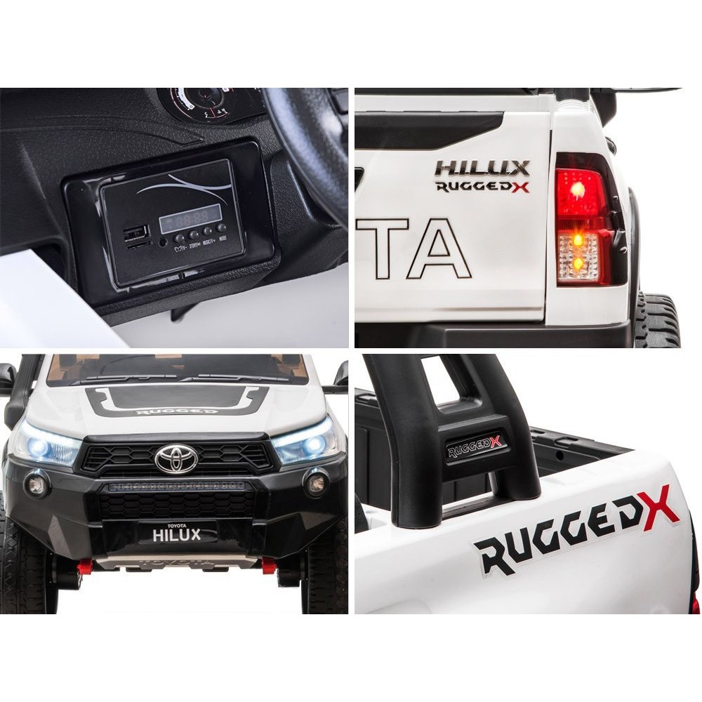 JOKO Elektrické autíčko Toyota Hilux Pick Up, Dvojmiestne Kožené sedadlo, Penové kolesá, Nosnosť 50kg, FM rádio, biele