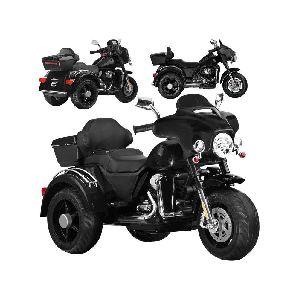 JOKO Veľká Elektrická Motorka Chopper 118cm, penové kolesá, kožené sedadlo, čierna