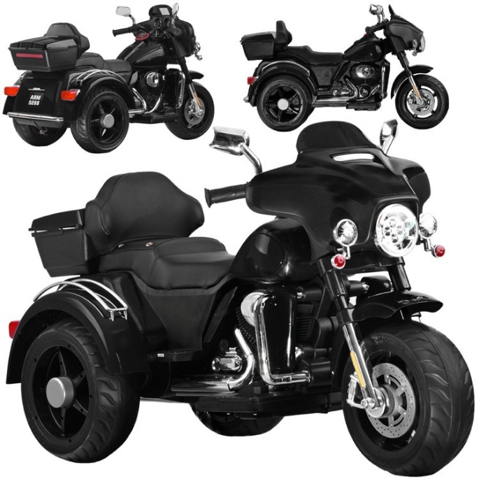JOKO Veľká Elektrická Motorka Chopper 118cm, penové kolesá, kožené sedadlo, čierna