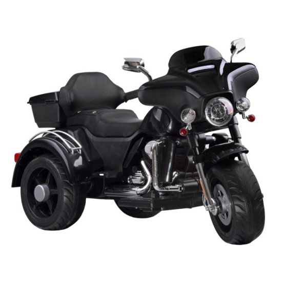 JOKO Veľká Elektrická Motorka Chopper 118cm, penové kolesá, kožené sedadlo, čierna