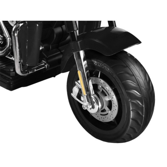 JOKO Veľká Elektrická Motorka Chopper 118cm, penové kolesá, kožené sedadlo, čierna