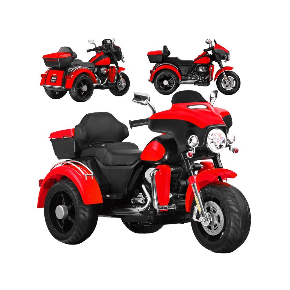 JOKO Veľká Elektrická Motorka Chopper 118cm, penové kolesá, kožené sedadlo, červená